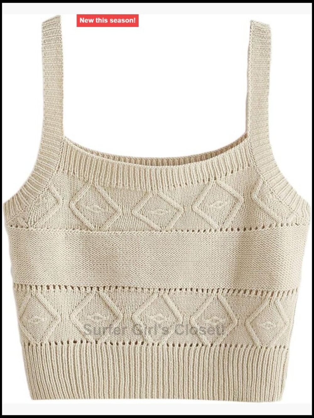 Sleeveless Acrylic Knit Crop Tank Top Scoop Neck Slim Fit Summer Stretchable